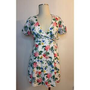 Old Navy Floral Wrap Dress Puff Sleeve Mini Cottagecore XS